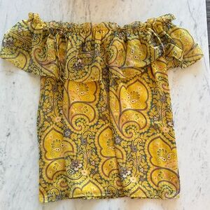 Loft Off The Shoulder Paisley Top W/ Metallic Thread | Color: Yellow